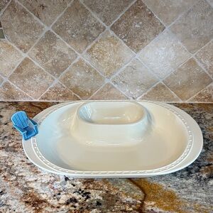 Retired Nora Fleming Pearl Dot Stoneware Chip and Dip Oval Bowl N5 16"x10